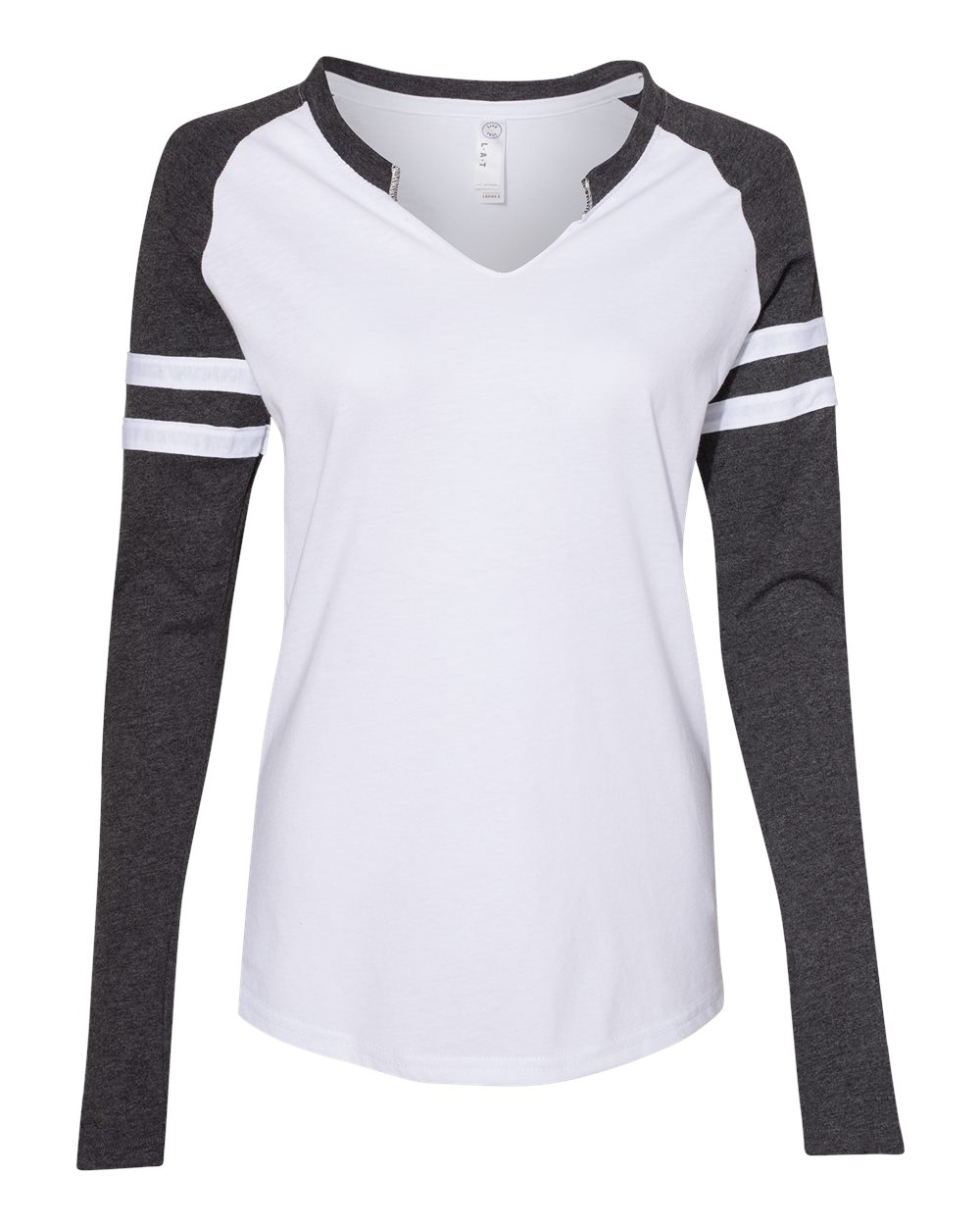 LAT 3534 Ladies Gameday Mash Up Long Sleeve Fine Jersey T Shirt - VN ht/ VN brg/ W - S