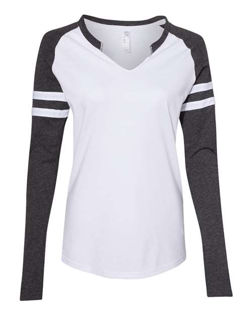 LAT 3534 - Women's Fine Jersey Mash Up Long Sleeve T-Shirt