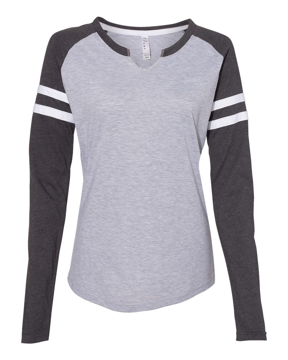 LAT 3534 - Women's Fine Jersey Mash Up Long Sleeve T-Shirt