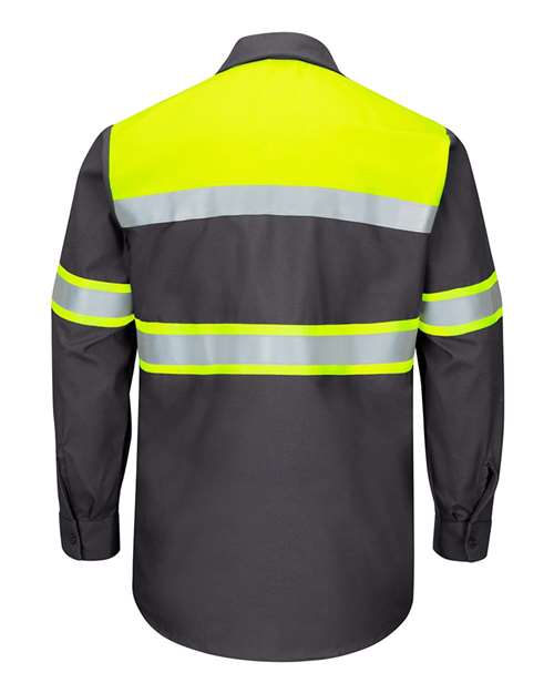 Men's Tall Hi-Visibility Colorblock Ripstop Long Sleeve Work Shirt – Back