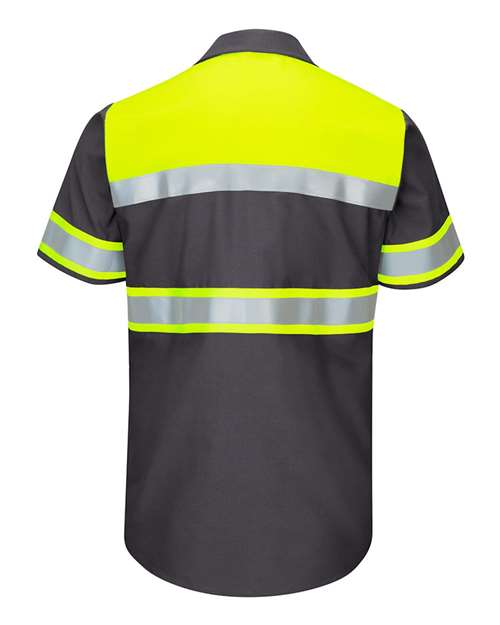 Men's Hi-Visibility Colorblock Ripstop Short Sleeve Work Shirt
