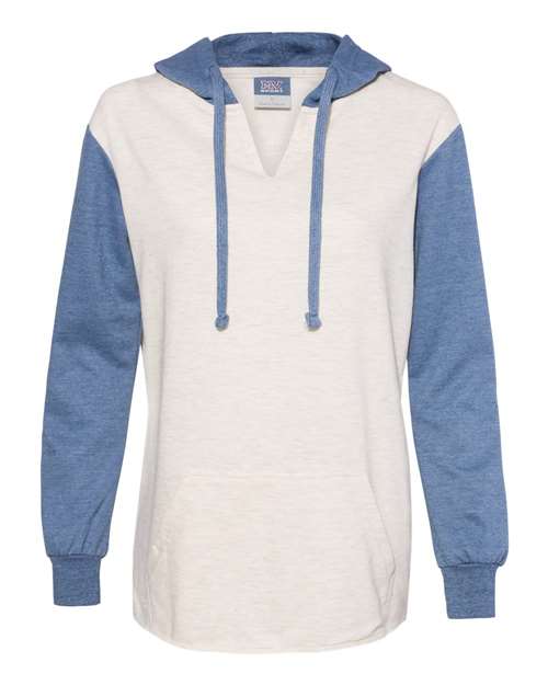 Women?s French Terry Hooded Pullover with Colorblocked Sleeves-MV Sport