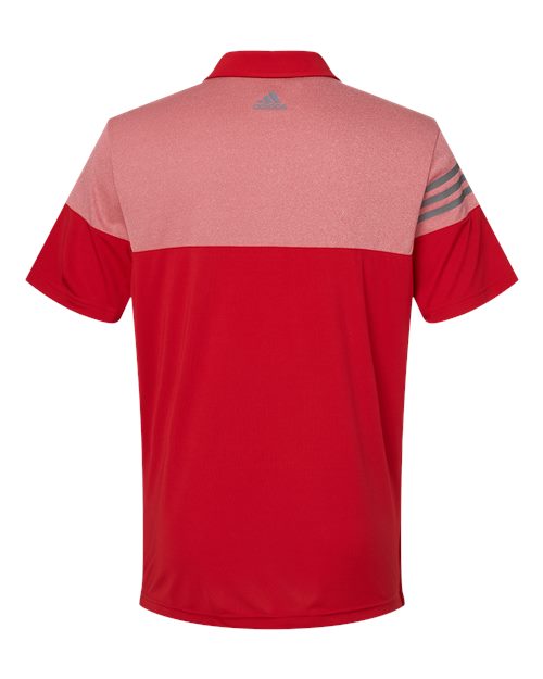 Men's Heathered 3-Stripes Colorblocked Polo – Back