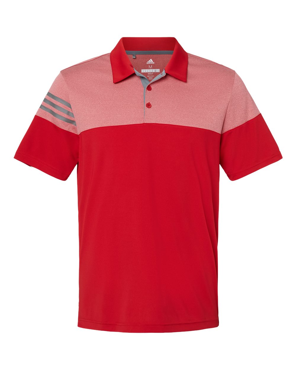 adidas A213 Men's Heathered 3-Stripes Colorblock Polo | S&S