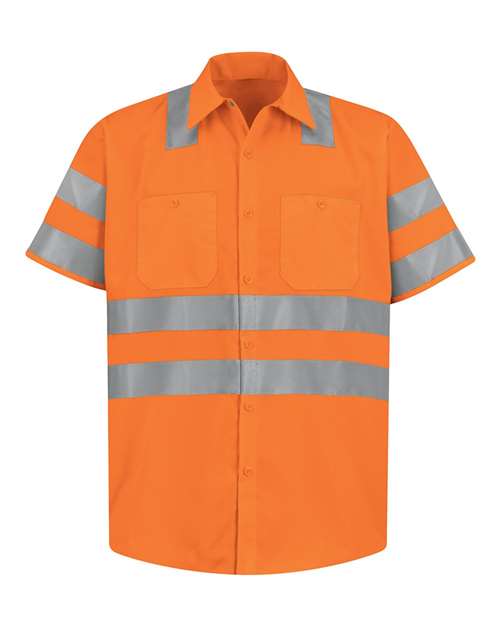 Men's Tall High Visibility Safety Short Sleeve Work Shirt