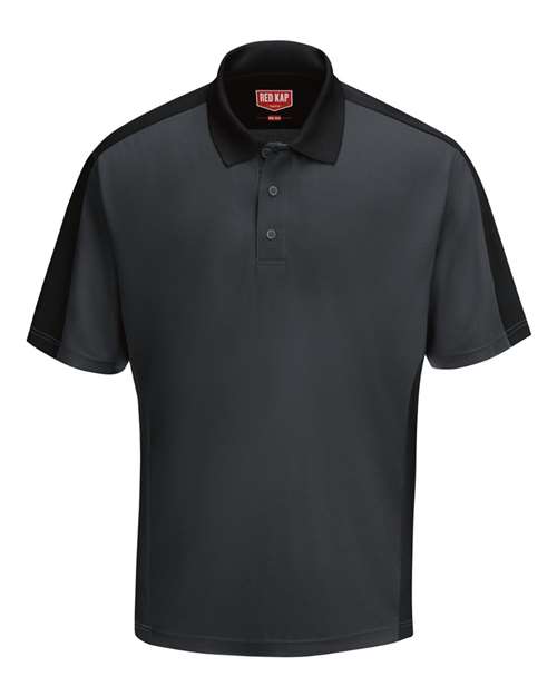 Short Sleeve Performance Knit Two Tone Polo-Red Kap