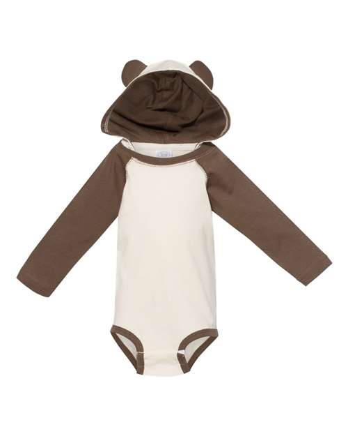 Rabbit Skins Infant Fine Jersey Character Hooded Long Sleeve Bodysuit with Ears 4418