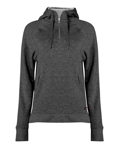 FitFlex Women&#8216;s French Terry Hooded Quarter-Zip-Badger