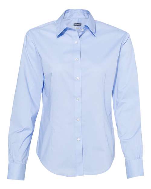 Women&#39;s Cotton/Poly Solid Point Collar Shirt-Van Heusen