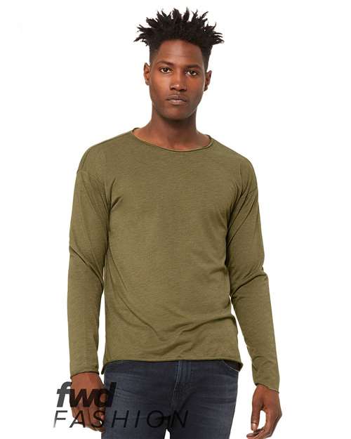 FWD Fashionriblend Raw Neck Long Sleeve Tee-BELLA &#43; CANVAS