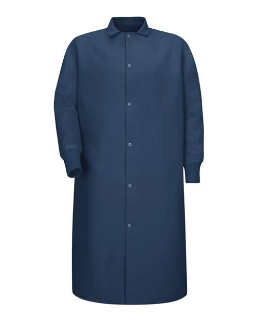 Unisex Gripper-Front Pocketless Butcher Coat With Knit Cuffs