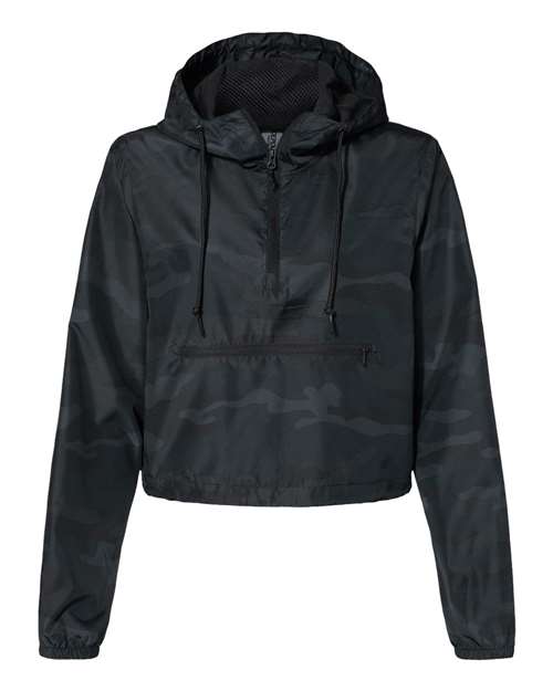 Women&#39;s Lightweight Quarter&#45;Zip Pullover Crop Windbreaker-Independent Trading Co&#46;