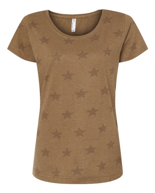 Code Five Women's Star Print Scoop Neck Tee 3629
