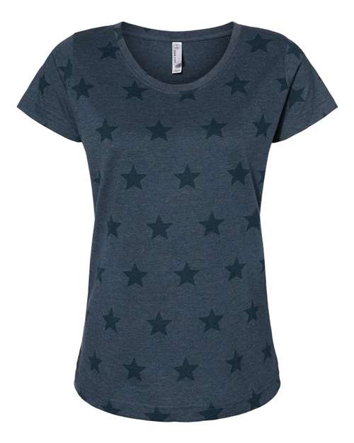 Code Five Women's Star Print Scoop Neck Tee 3629