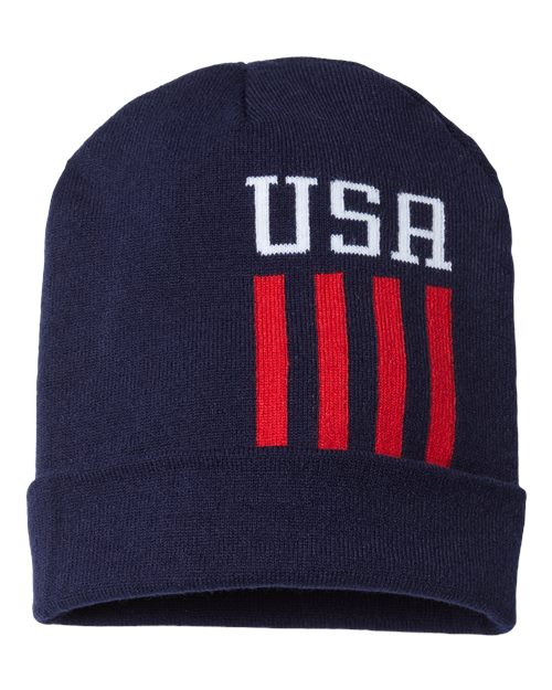 USA&#45;Made Patriotic Cuffed Beanie-CAP AMERICA