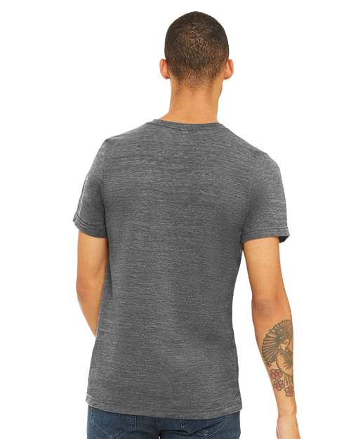 Unisex Textured Jersey V-Neck Tee – On Model – Back