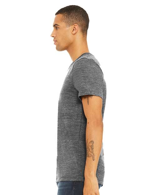 Unisex Textured Jersey V-Neck Tee – On Model – Side
