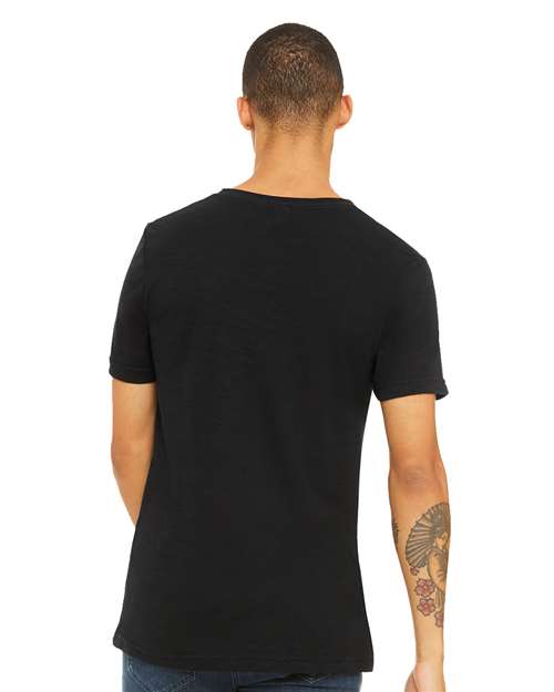 Unisex Textured Jersey V-Neck Tee – On Model – Back