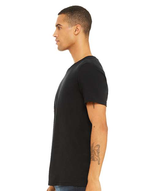 Unisex Textured Jersey V-Neck Tee – On Model – Side