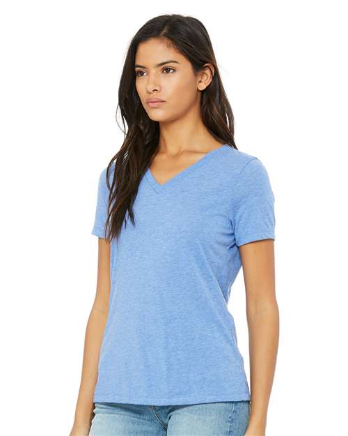 Women's Relaxed Triblend V-Neck Tee – On Model – Side