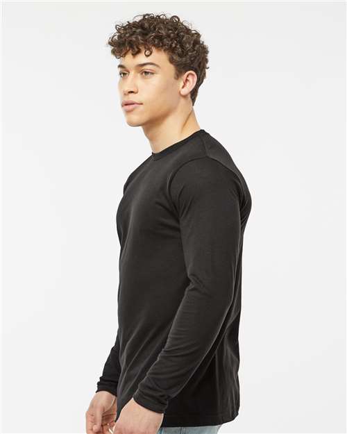 Unisex Poly-Rich Long Sleeve T-Shirt – On Model – Side