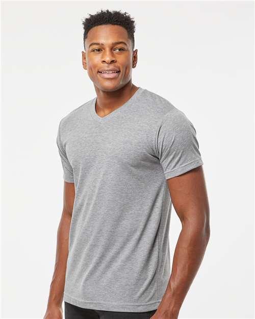 Men's Poly-Rich V-Neck T-Shirt – On Model – Side