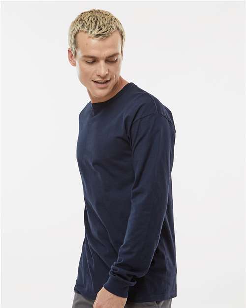Unisex Heavyweight Jersey Long Sleeve T-Shirt – On Model – Side