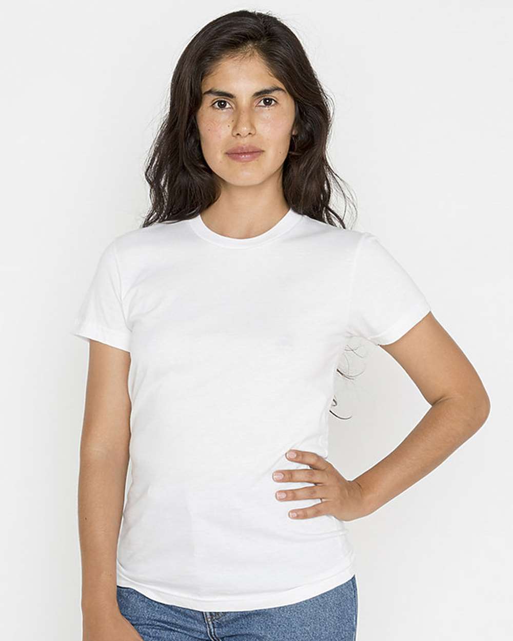 Los Angeles Apparel 2332 Fine Jersey Short Sleeve Cropped T-Shirt