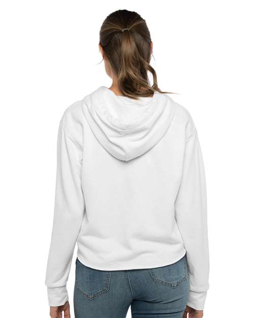 Women's Laguna Sueded Raw Edge Crop Hoodie Sweatshirt – On Model – Back