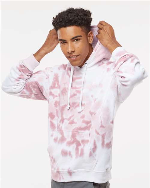 Men's Tie-Dyed Fleece Hooded Sweatshirt – On Model – Side