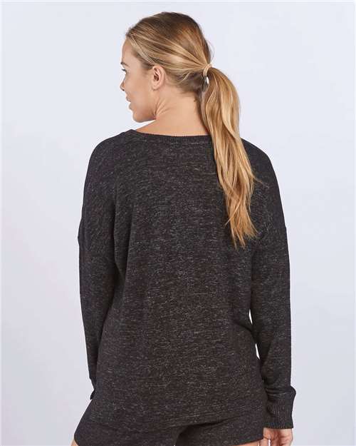 Women's Cuddle Fleece Boxy Crewneck Pullover – On Model – Back