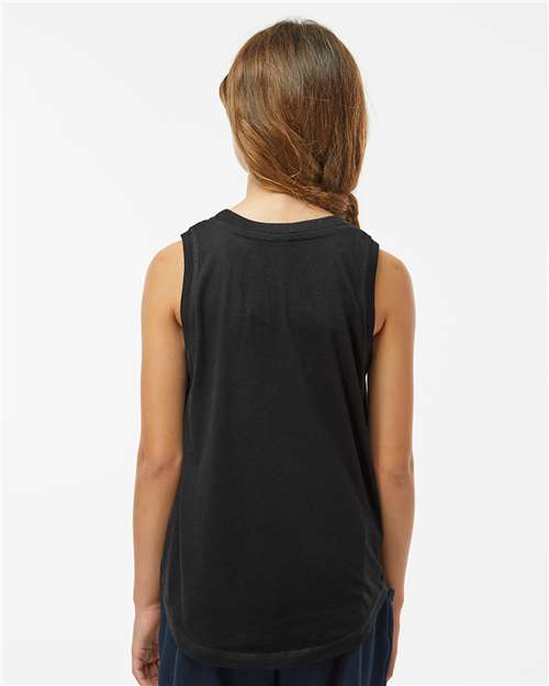 Girls' Relaxed Fine Jersey Tank – On Model – Back