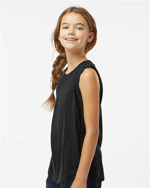 Girls' Relaxed Fine Jersey Tank – On Model – Side