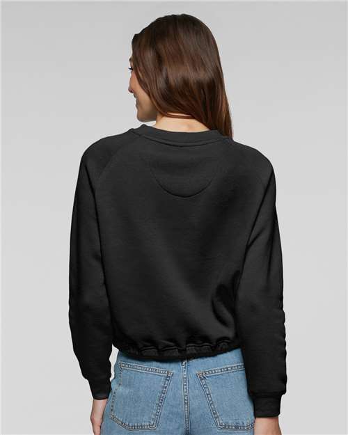 Women's Relaxed 3-End Boxy Fleece Crewneck Sweatshirt – On Model – Back
