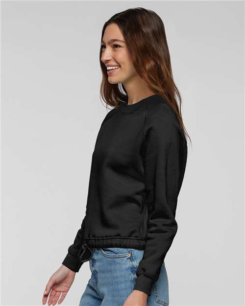 Women's Relaxed 3-End Boxy Fleece Crewneck Sweatshirt – On Model – Side