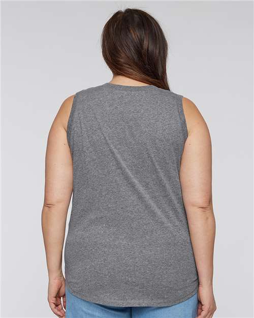 Women's Curvy Relaxed Fine Jersey Tank – On Model – Back
