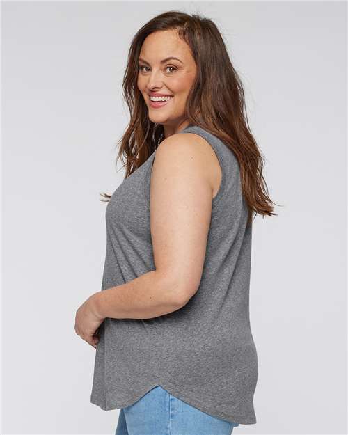 Women's Curvy Relaxed Fine Jersey Tank – On Model – Side