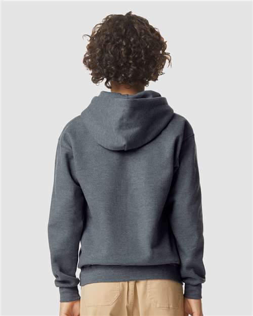 Youth Softstyle® Midweight Hooded Sweatshirt – On Model – Back