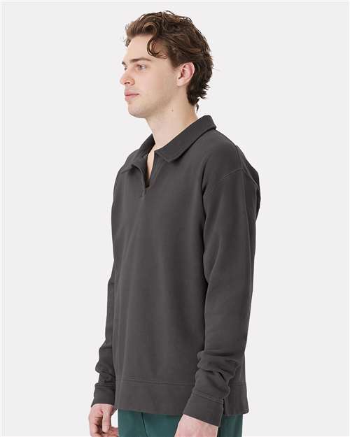 Unisex Garment-Dyed Polo Collar Sweatshirt