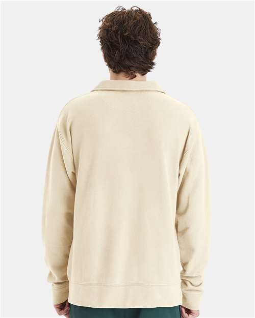 Unisex Garment-Dyed Polo Collar Sweatshirt