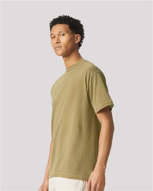 Unisex Garment-Dyed Heavyweight Cotton Tee – On Model – Side