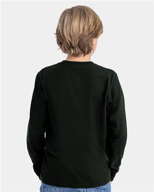 Youth Cotton Long Sleeve T-Shirt – On Model – Back