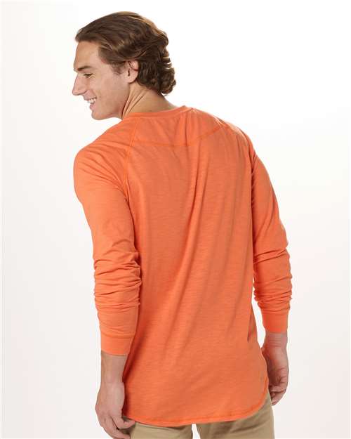 Unisex Henley Long Sleeve T-Shirt – On Model – Back