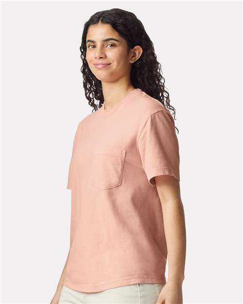 Unisex Garment-Dyed Heavyweight Pocket T-Shirt – On Model – Side