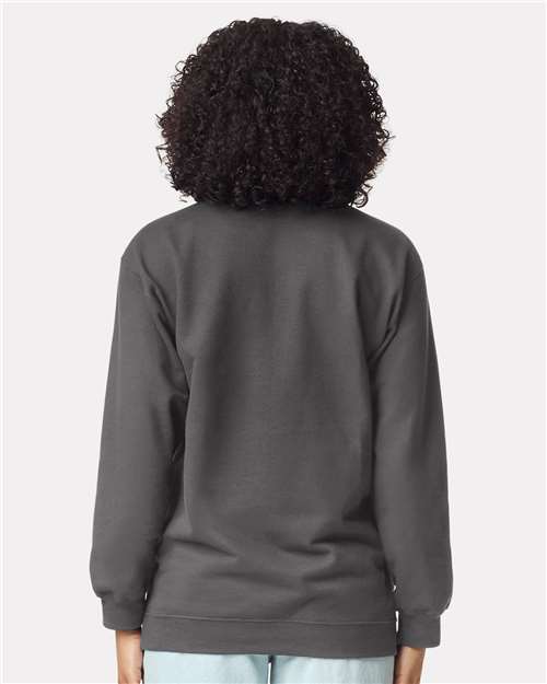 Unisex Softstyle® Midweight 1/4 Zip Sweatshirt – On Model – Back
