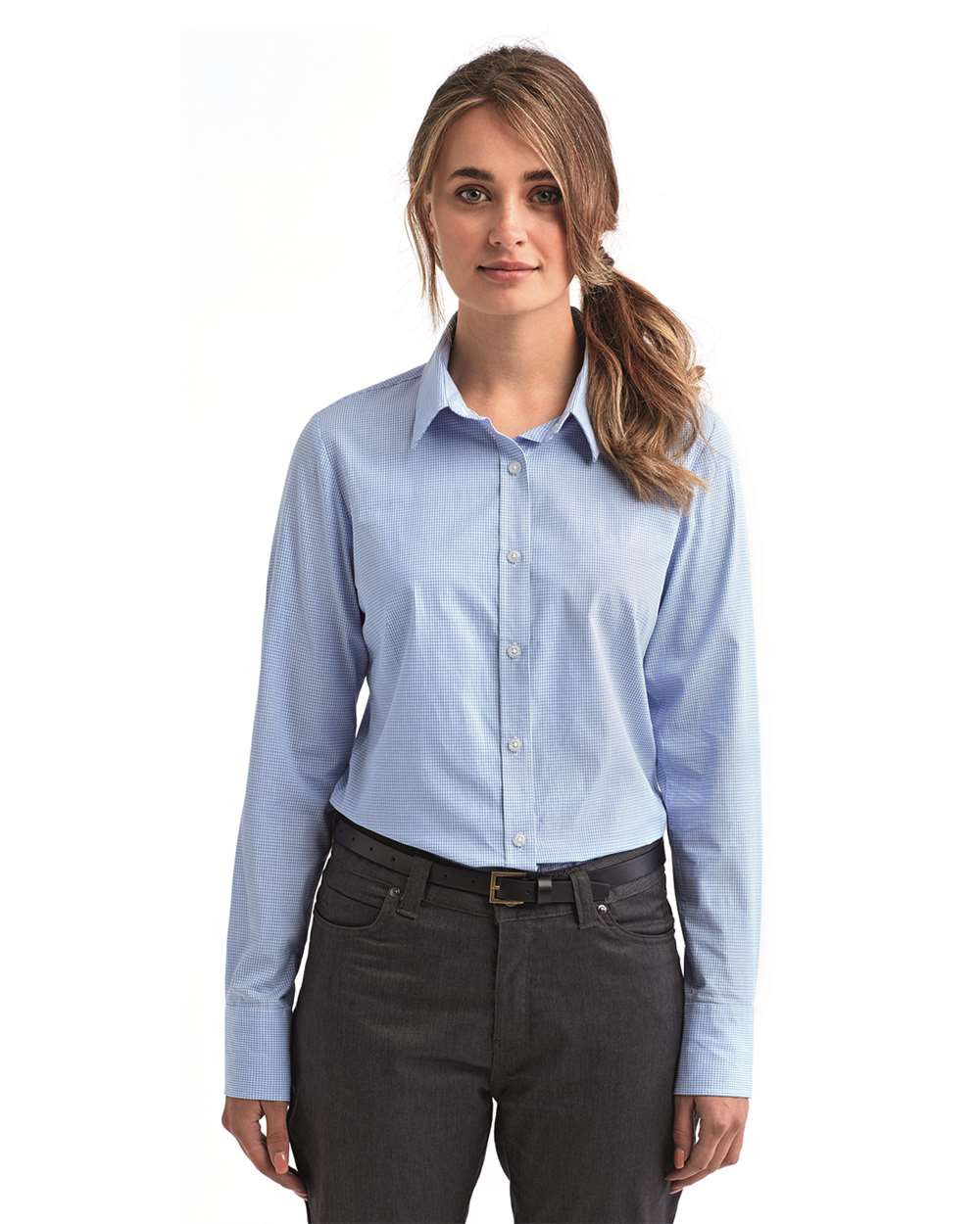 Women's Microcheck Gingham Cotton Shirt - RP320 2