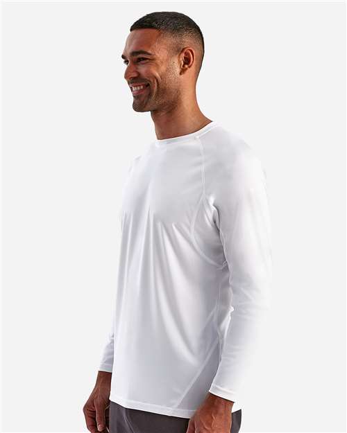 Unisex Panelled Long Sleeve Tech T-Shirt – On Model – Side