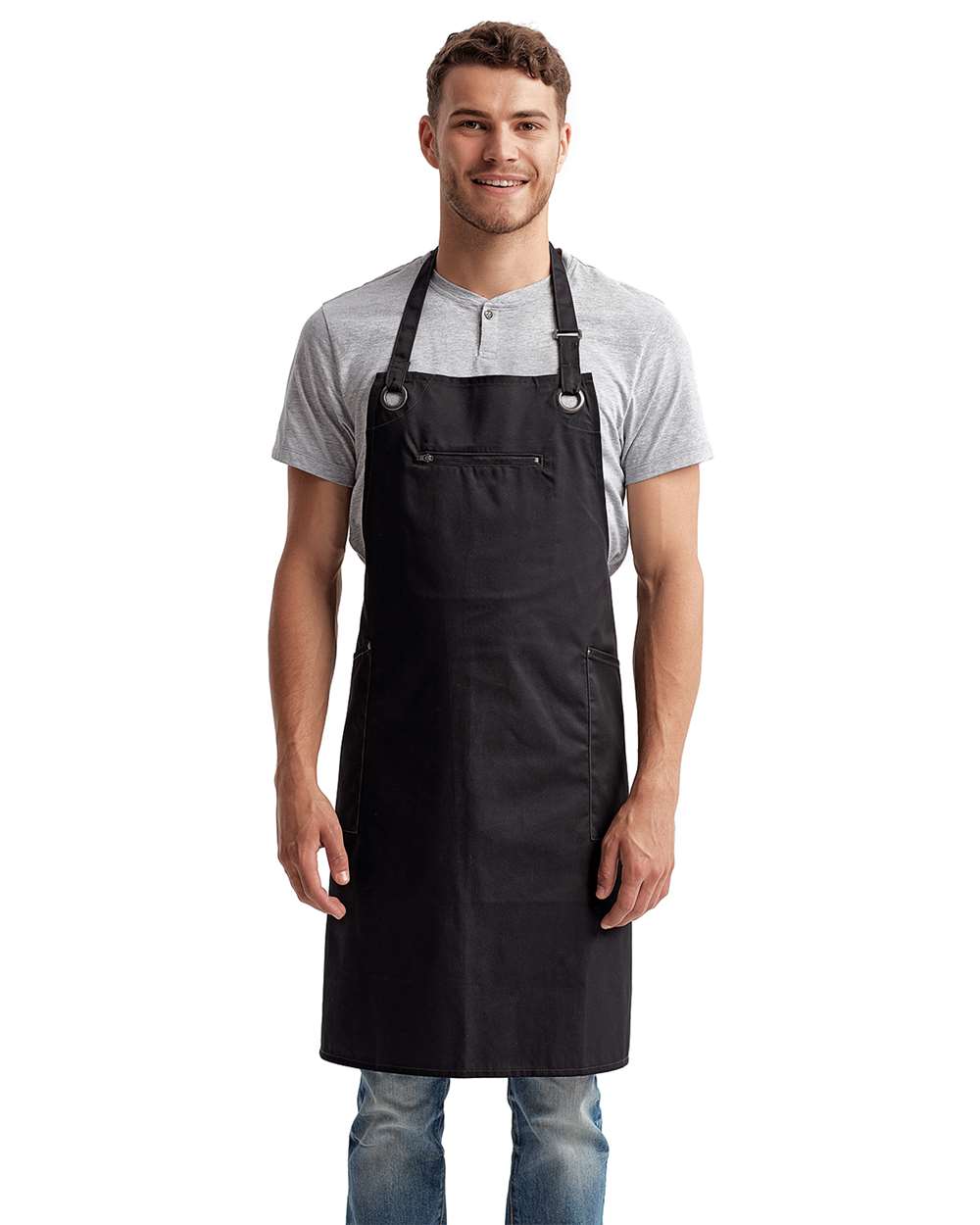 🔥 Artisan Collection by Reprime Barley Stitch Recycled Bib Apron Pockets RP121 - Picture 3 of 13