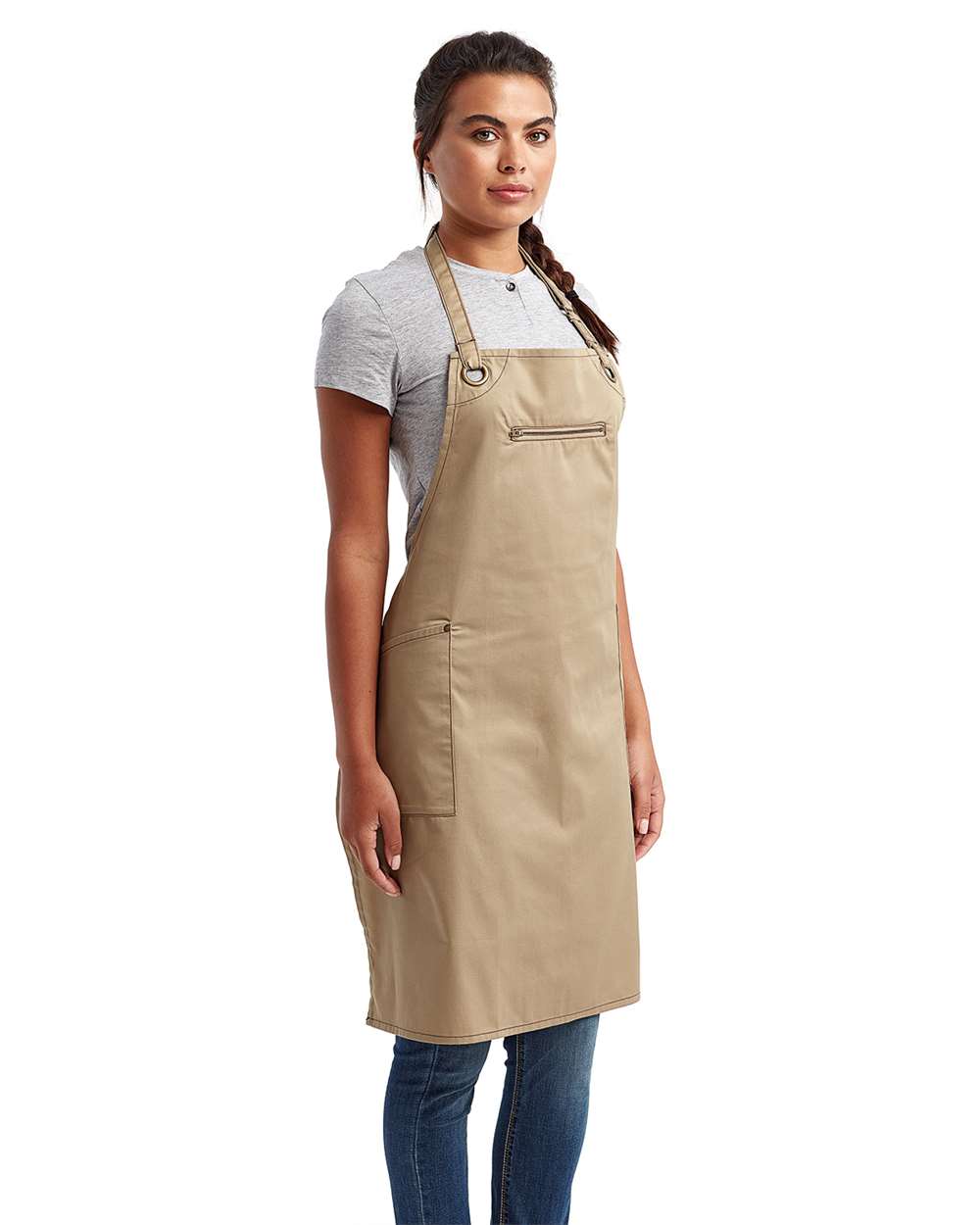🔥 Artisan Collection by Reprime Barley Stitch Recycled Bib Apron Pockets RP121 - Picture 5 of 13