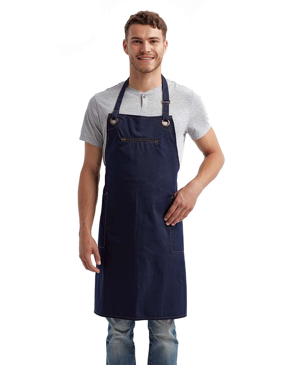🔥 Artisan Collection by Reprime Barley Stitch Recycled Bib Apron Pockets RP121 - Picture 9 of 13